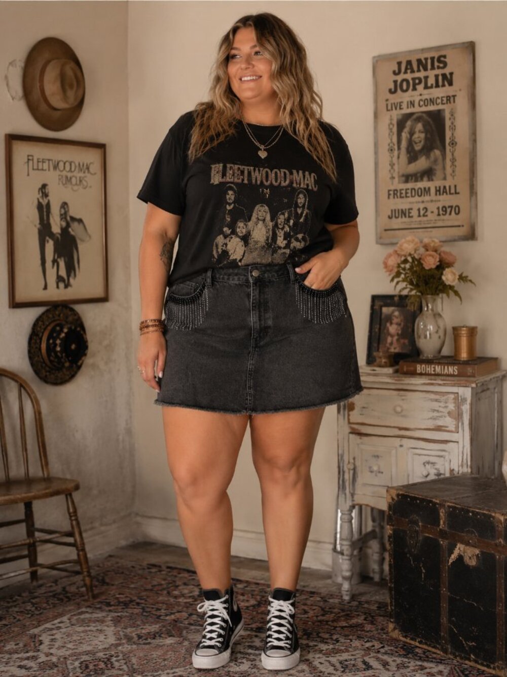 Harper Heritage Embellished Denim Mini Skirt | Rhinestone Fringe Western Chic